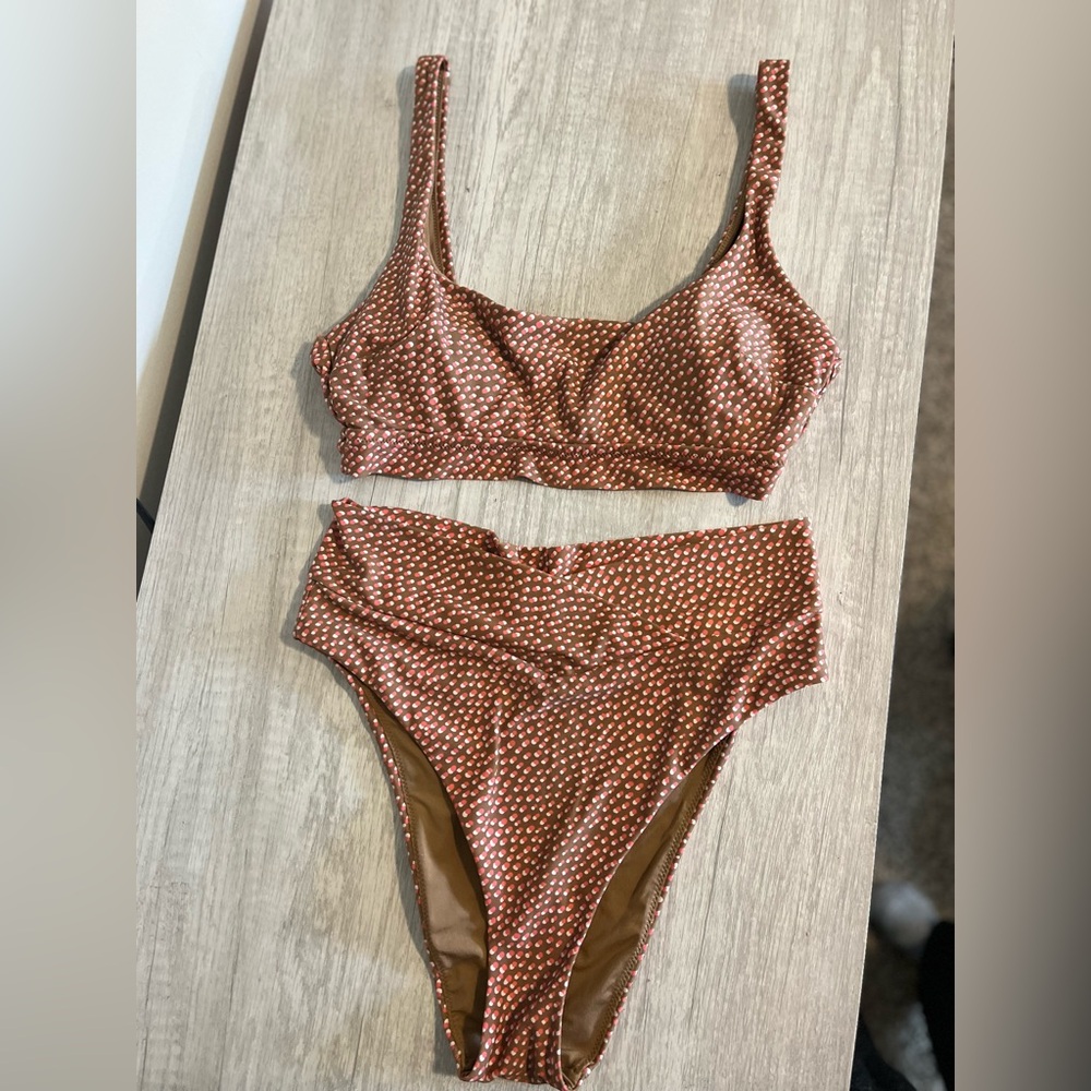 Brown Polka Dot Bikini Set